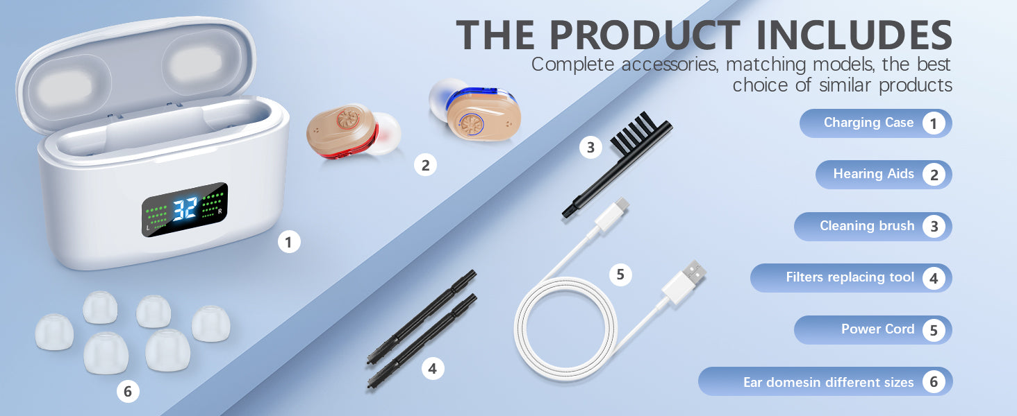Wireless Mini Hearing Aid – Noise-Cancelling with HD Display