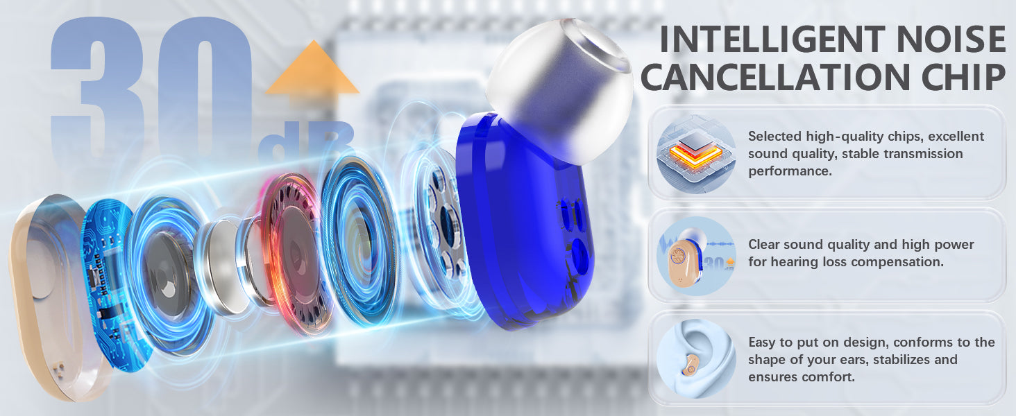 Wireless Mini Hearing Aid – Noise-Cancelling with HD Display