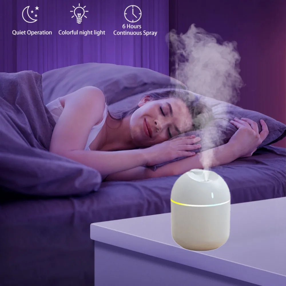 270ml Cool Mist Air Humidifier – Aroma Diffuser with LED Night Light
