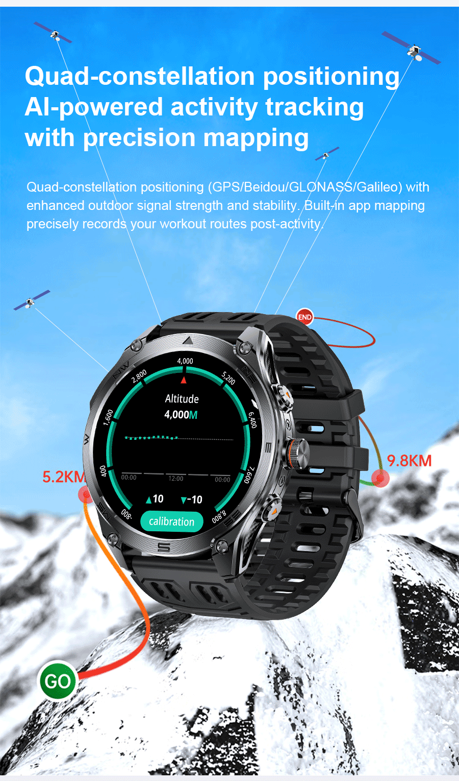 T-Rex 3 Ultra GPS Smartwatch – Military Outdoor Fitness Tracker