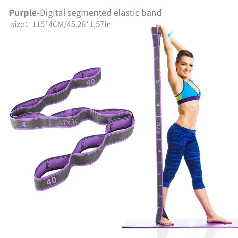 Elastic Yoga Stretching Strap with Loops – Fitness & Pilates
