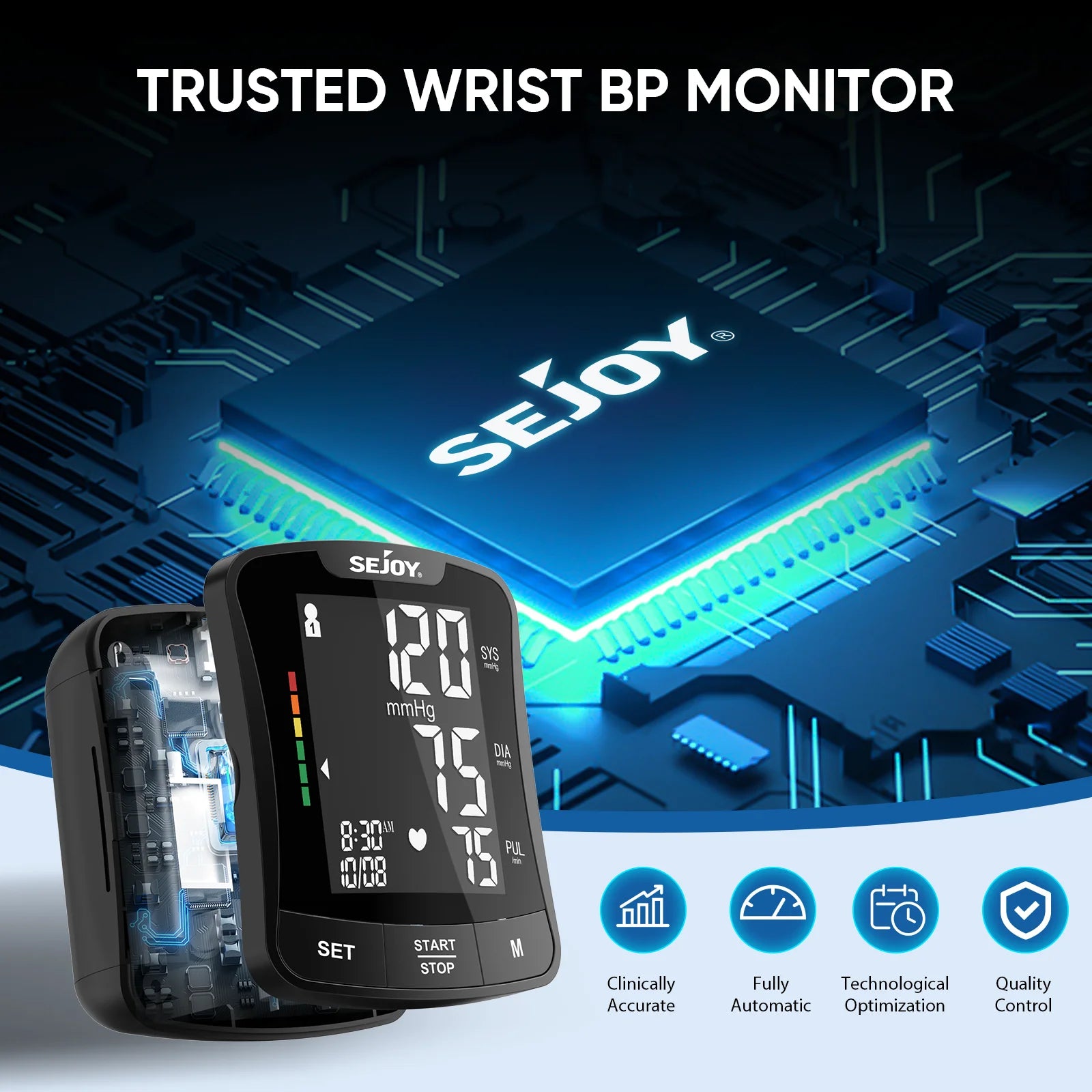 Digital Wrist Blood Pressure Monitor – Electronic Tonometer