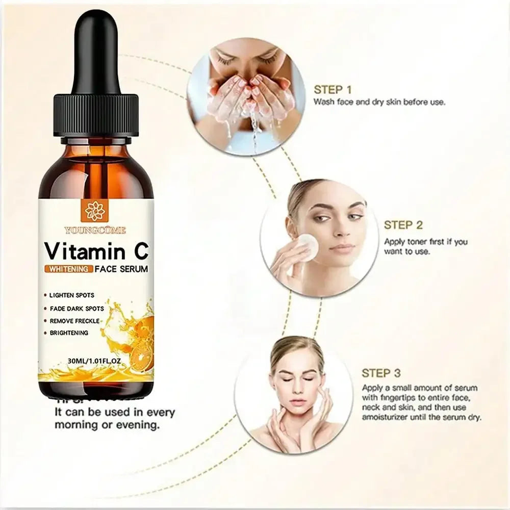 Vitamin C Facial Essence Contains Hyaluronic Acid Dark Spot Remover Moisturizing Repair Anti-aging Essence Facial Skin Care 30ml Active
