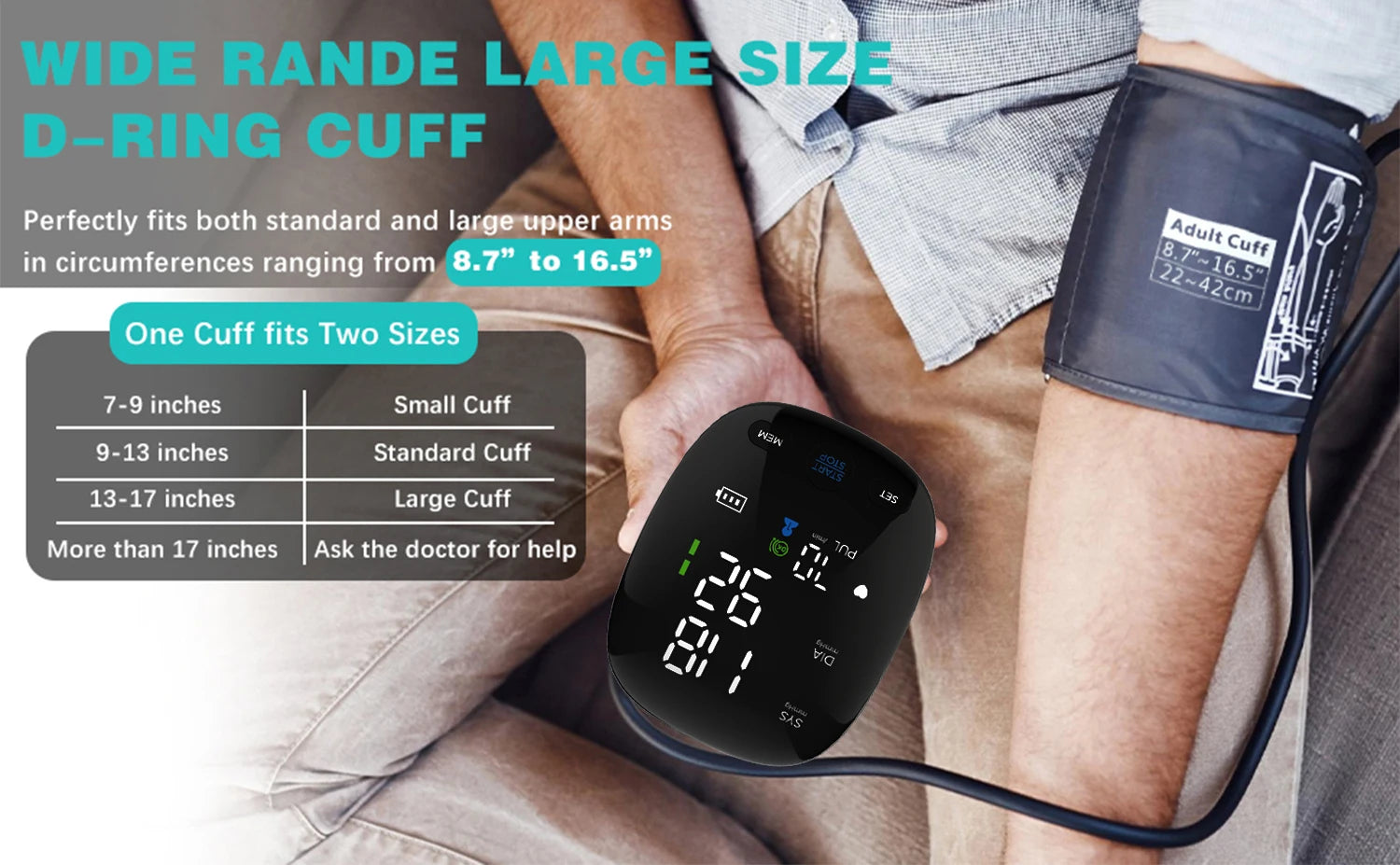 Portable Digital Arm Blood Pressure Monitor – LED Smart Display