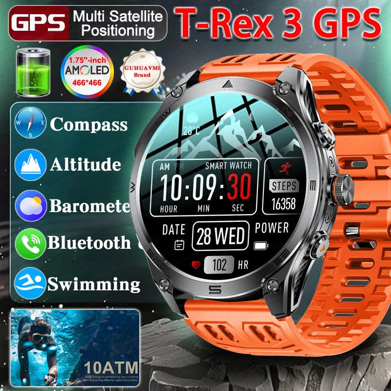 T-Rex 3 Ultra GPS Smartwatch – Military Outdoor Fitness Tracker
