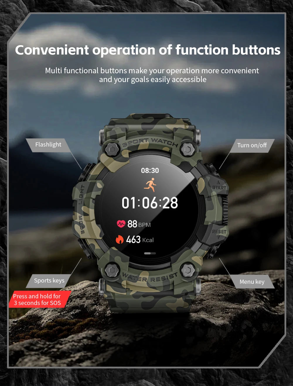 ATTACK-GT Sport Smartwatch – Waterproof Bluetooth & Fitness Tracker