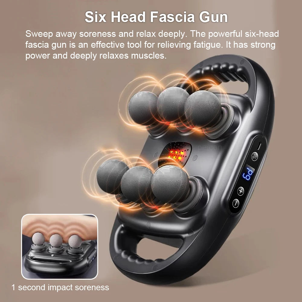 Fascia Gun Muscle Massager – Six-Head Professional Massage