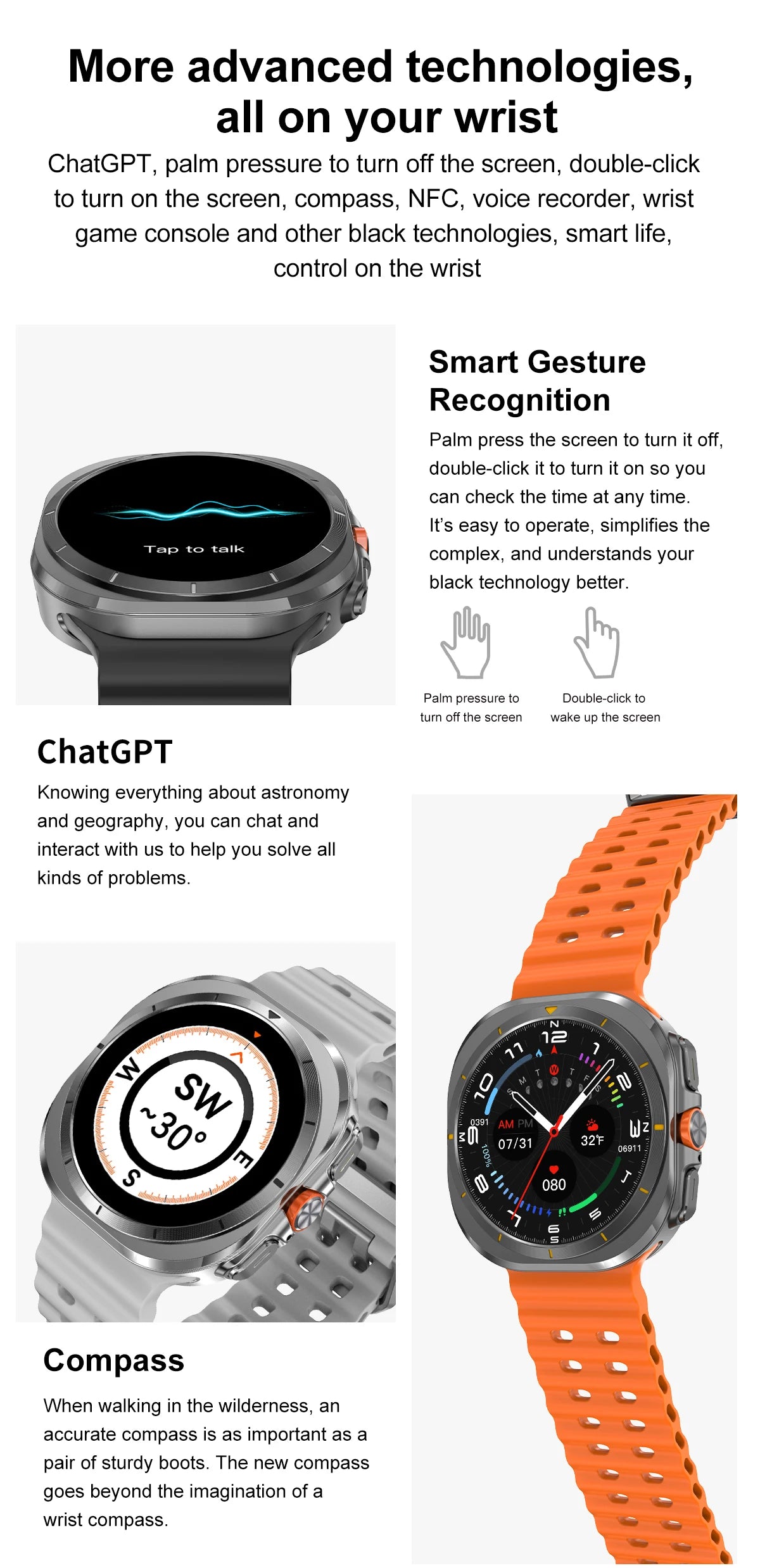 DT Watch 7 Ultra Smartwatch – 32GB, Video, GPS & Fitness Tracker