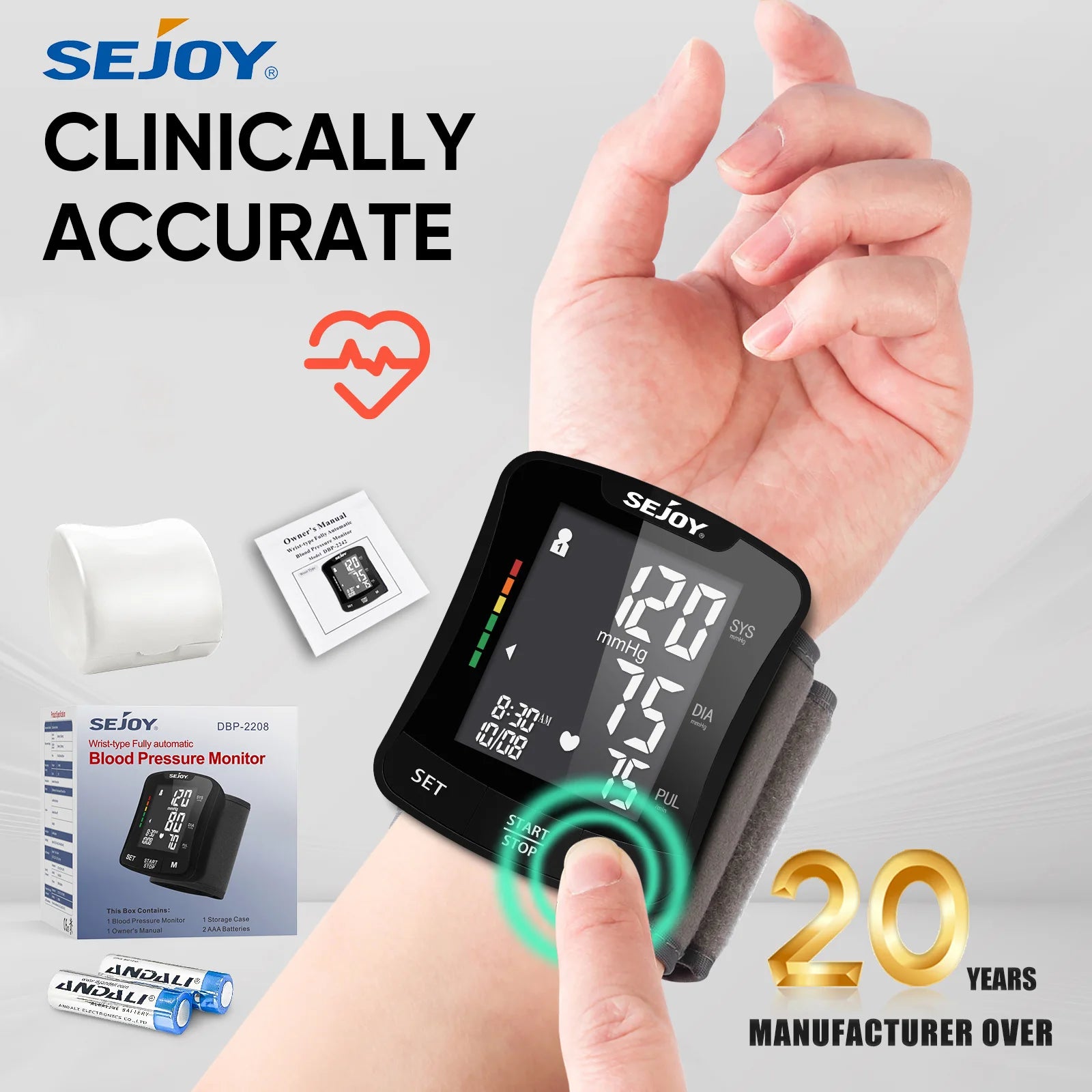 Digital Wrist Blood Pressure Monitor – Electronic Tonometer