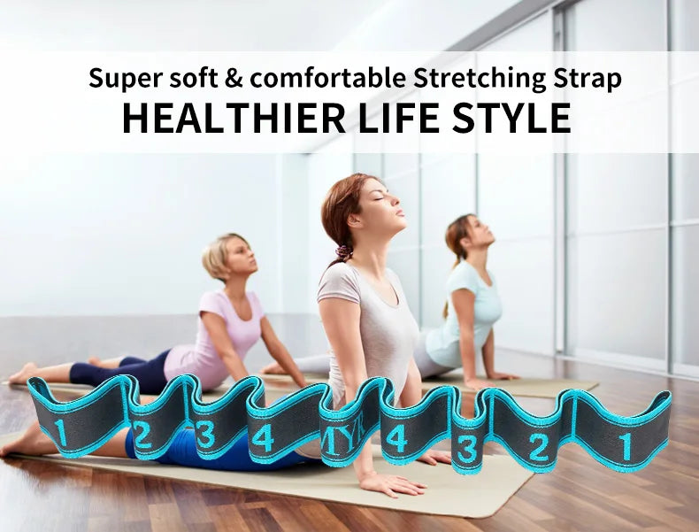 Elastic Yoga Stretching Strap with Loops – Fitness & Pilates