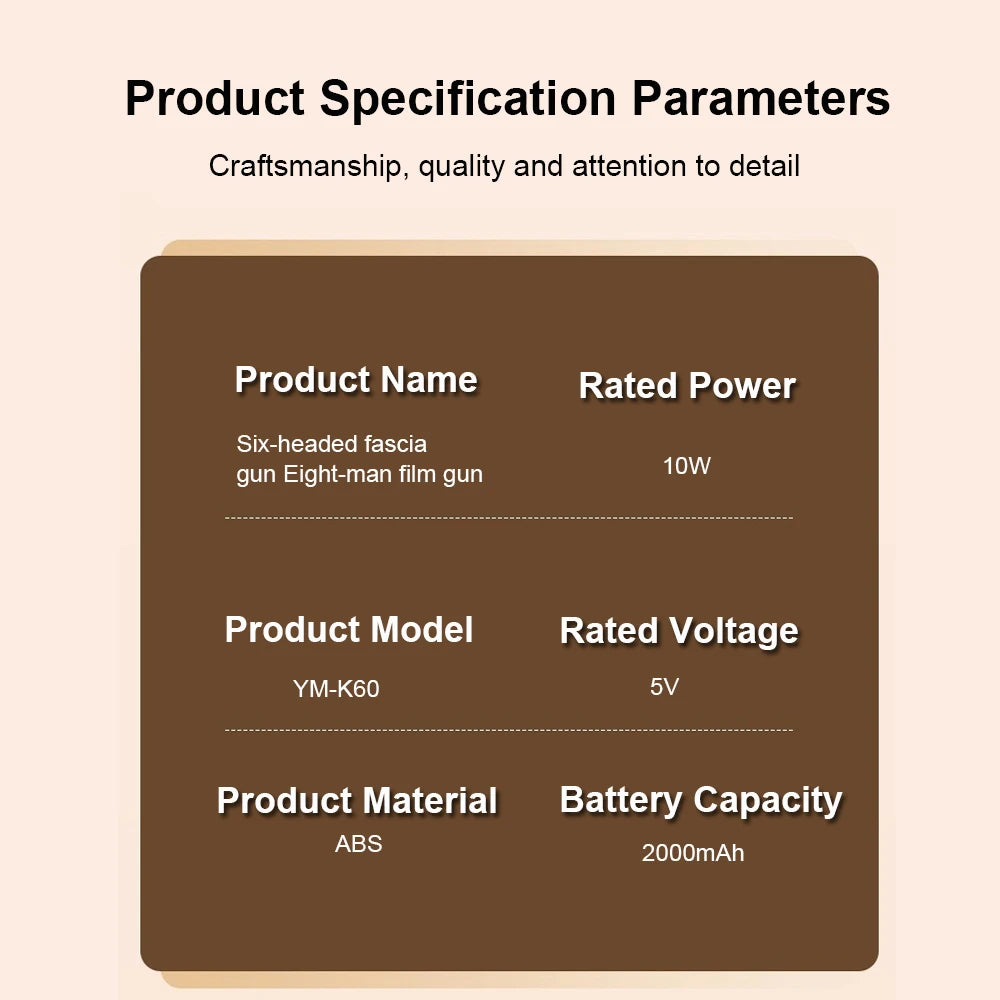 Fascia Gun Muscle Massager – Six-Head Professional Massage