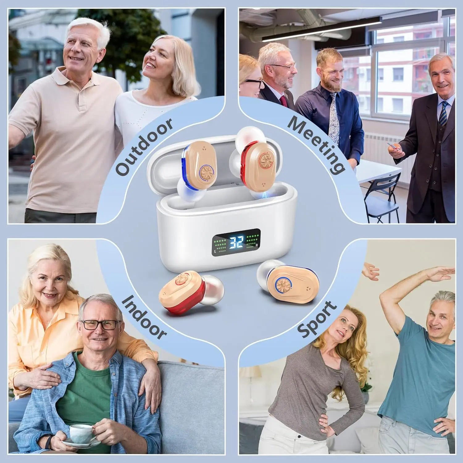 Wireless Mini Hearing Aid – Noise-Cancelling with HD Display