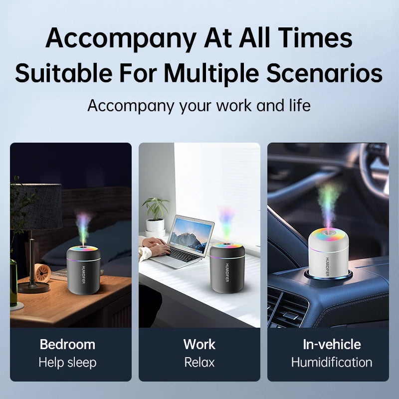 180ml Mini USB Air Humidifier – Aroma Diffuser for Home & Car