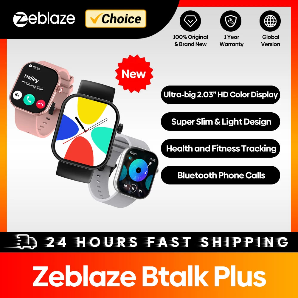 Btalk Plus Smartwatch – 2.03'' HD Voice & Fitness Tracker
