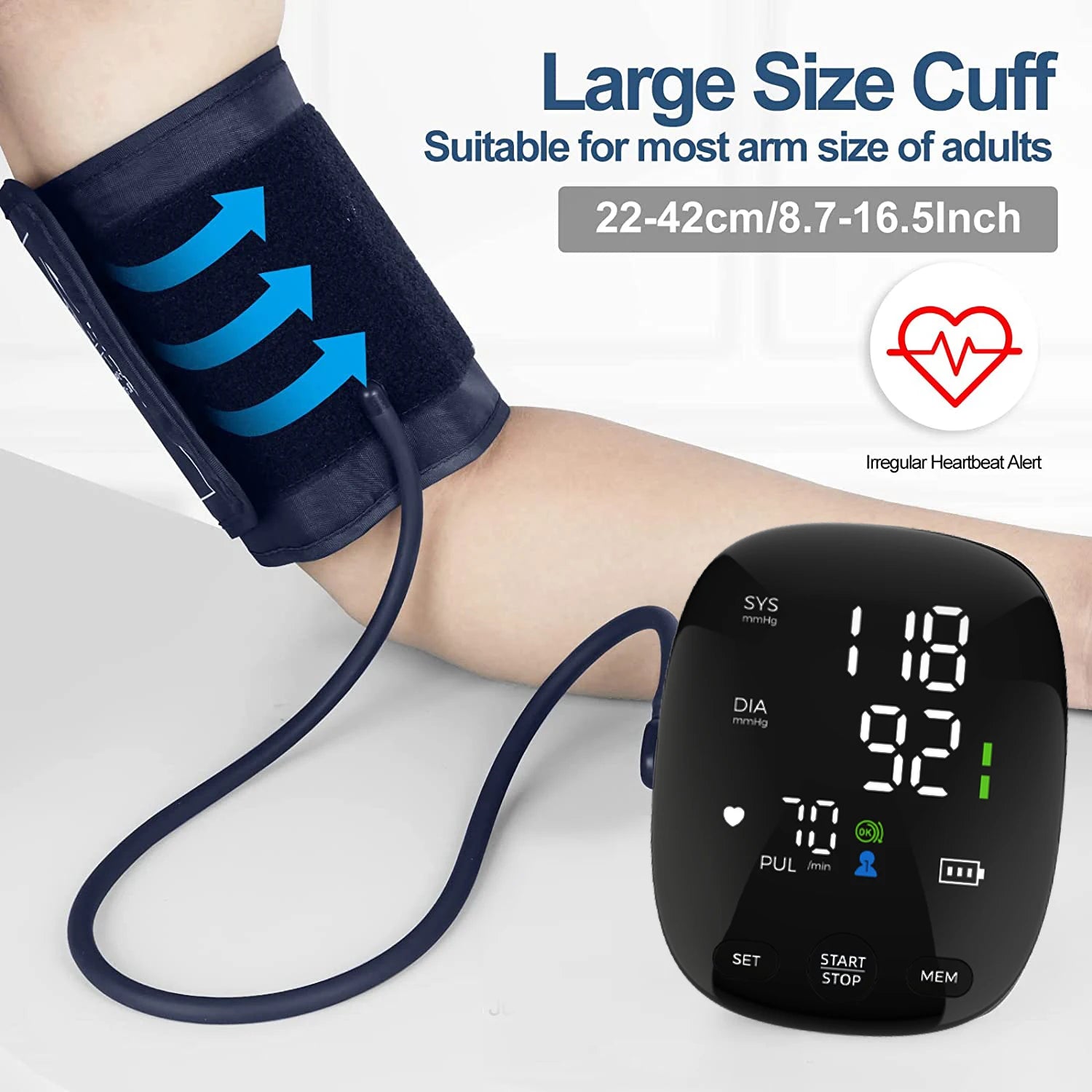 Portable Digital Arm Blood Pressure Monitor – LED Smart Display
