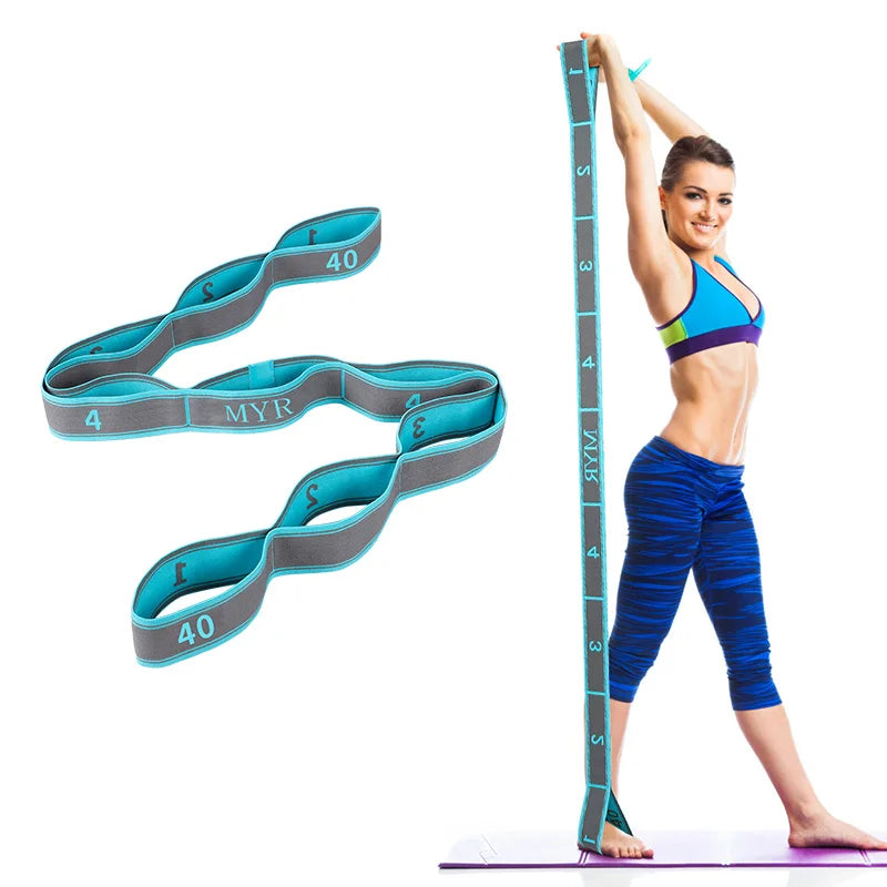Elastic Yoga Stretching Strap with Loops – Fitness & Pilates