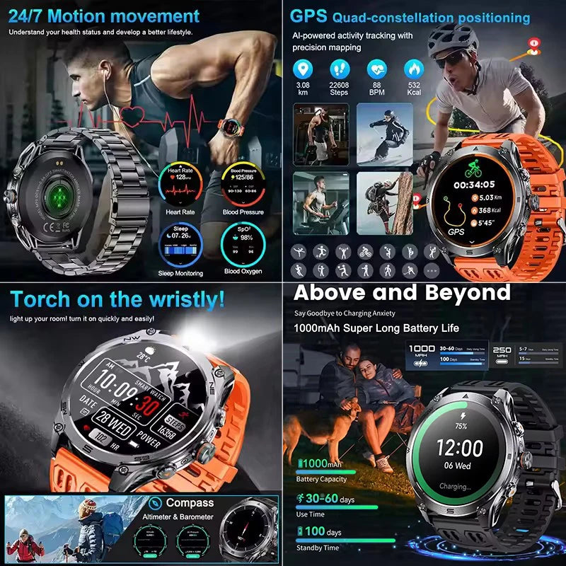 T-Rex 3 Ultra GPS Smartwatch – Military Outdoor Fitness Tracker