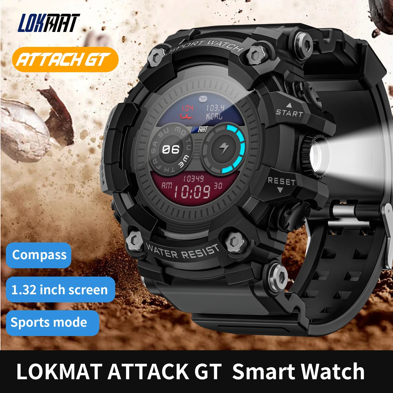 ATTACK-GT Sport Smartwatch – Waterproof Bluetooth & Fitness Tracker