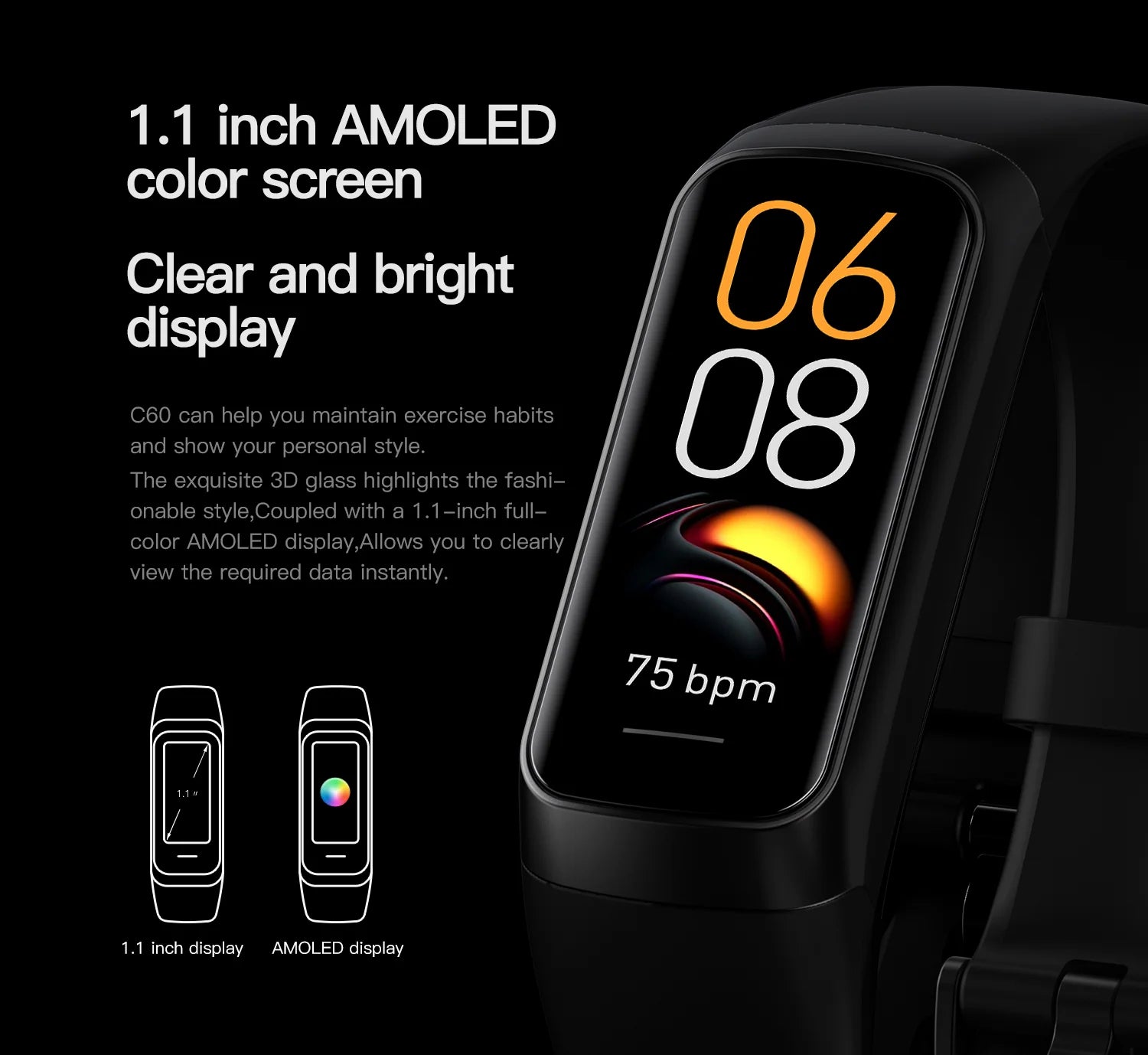 AMOLED Smart Watch – Waterproof Fitness Tracker for Women