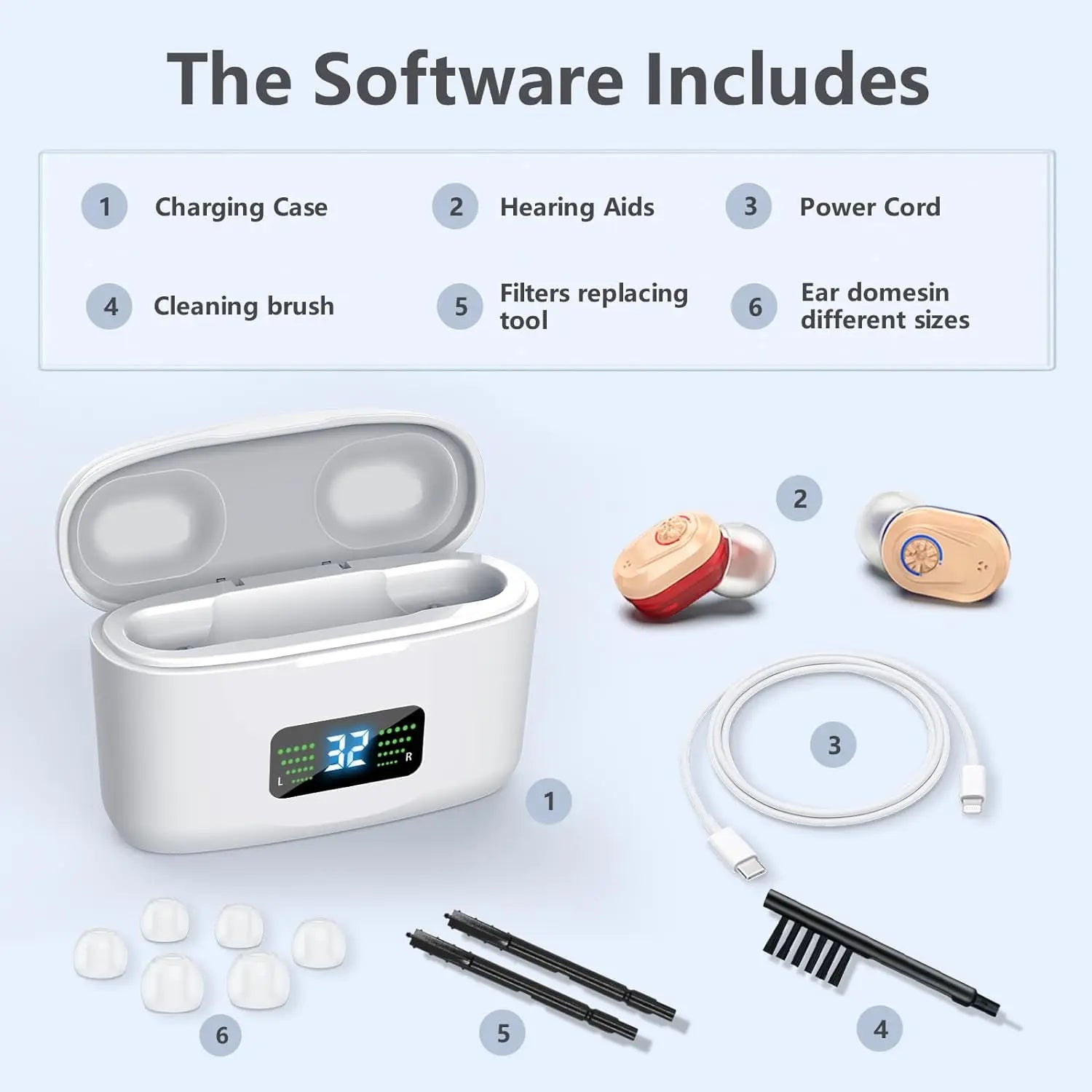 Wireless Mini Hearing Aid – Noise-Cancelling with HD Display