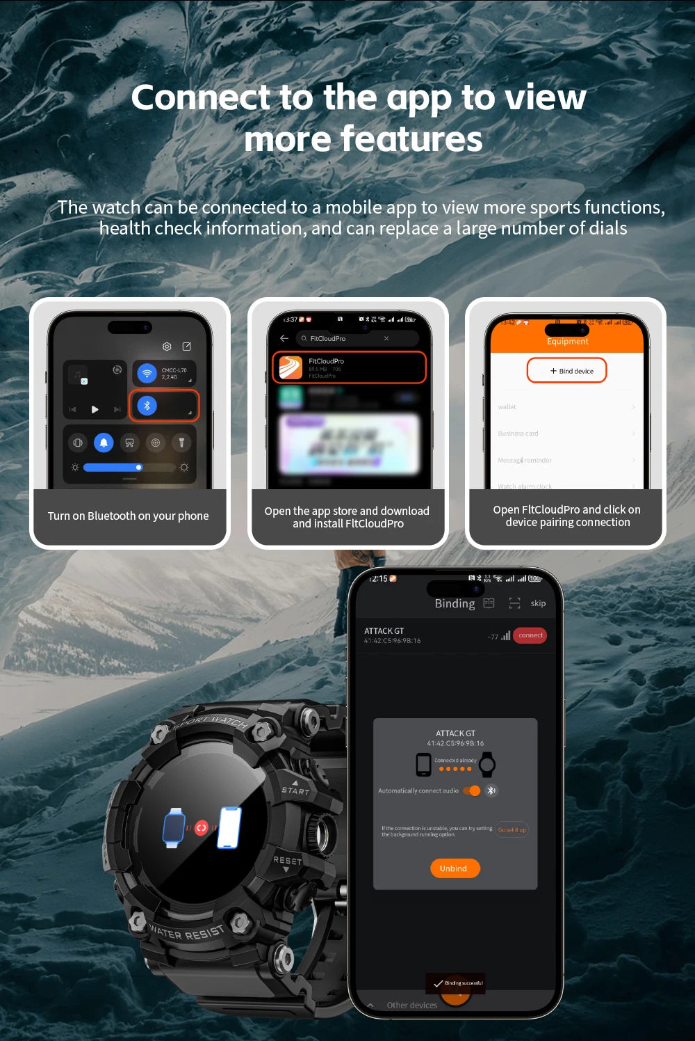 ATTACK-GT Sport Smartwatch – Waterproof Bluetooth & Fitness Tracker