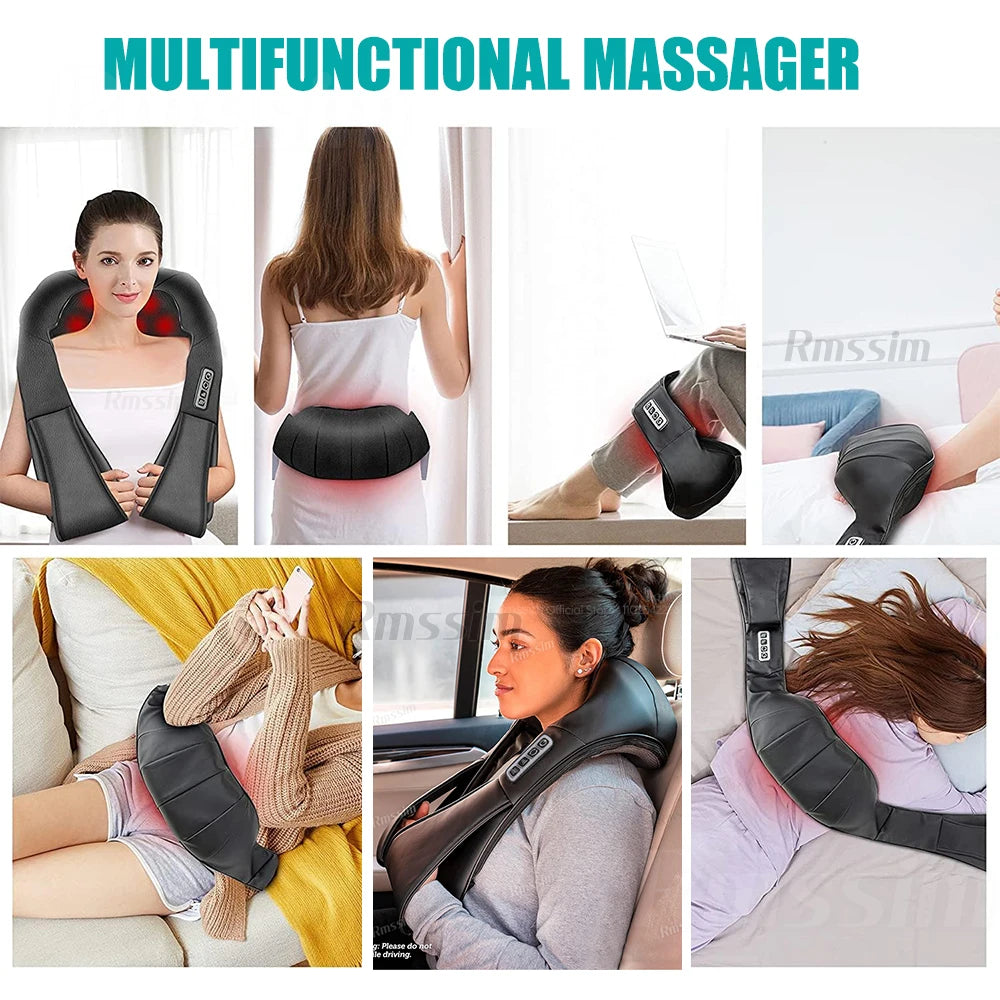Shiatsu Neck & Shoulder Massager – Heated Deep Kneading Pillow