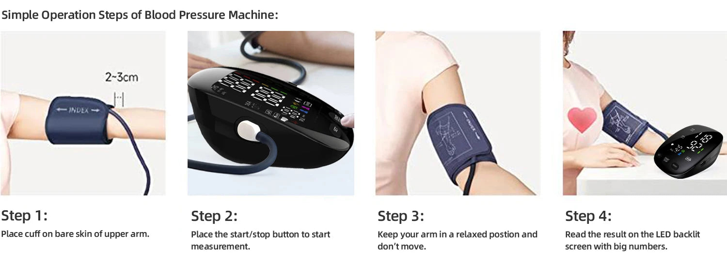 Portable Digital Arm Blood Pressure Monitor – LED Smart Display
