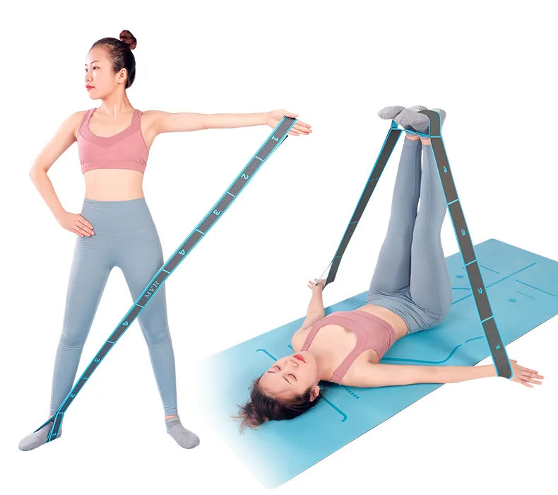 Elastic Yoga Stretching Strap with Loops – Fitness & Pilates