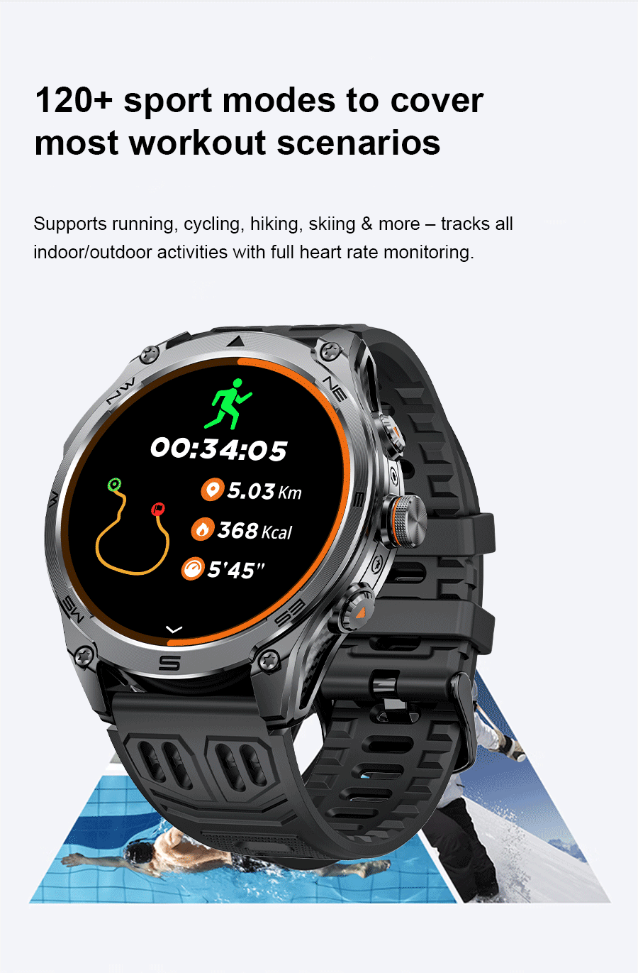 T-Rex 3 Ultra GPS Smartwatch – Military Outdoor Fitness Tracker
