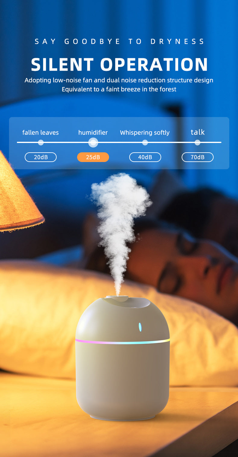 270ml Cool Mist Air Humidifier – Aroma Diffuser with LED Night Light
