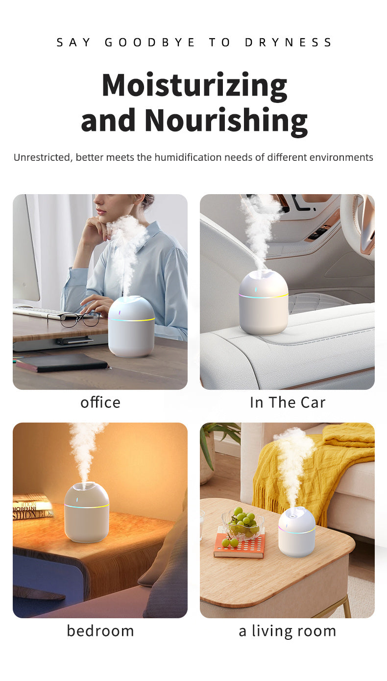 270ml Cool Mist Air Humidifier – Aroma Diffuser with LED Night Light