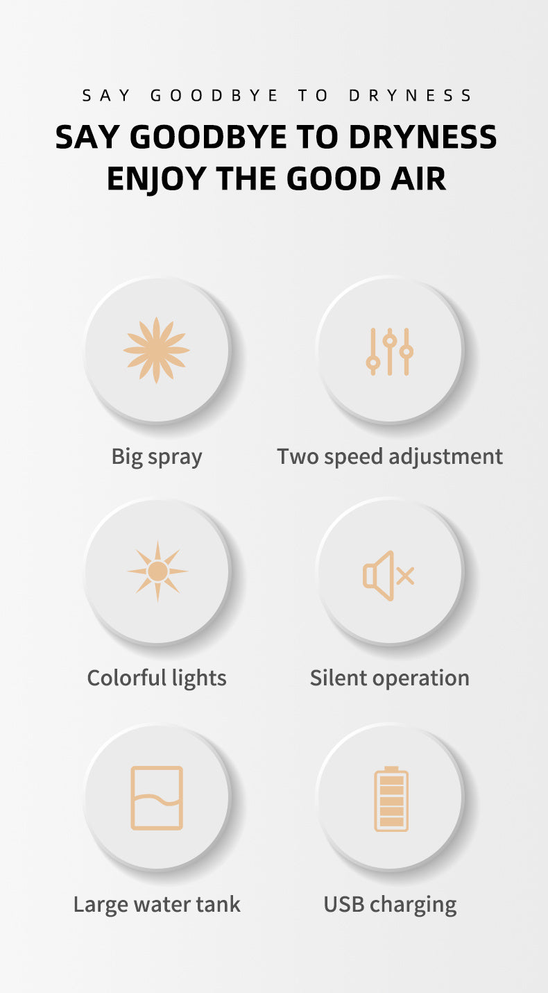 270ml Cool Mist Air Humidifier – Aroma Diffuser with LED Night Light